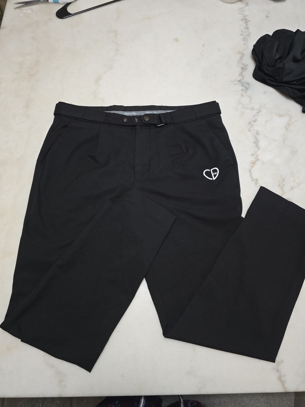 Dior Black Women's Trousers with White Heart Logo